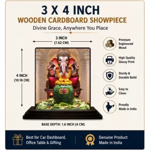 Car Dashboard Ganesha Wooden Photo Stand 3x4 Inches, Compact & Stylish Spiritual Display For Car, Home & Office (Pack Of 1) (F49017) Car Dashboard Ganesha Wooden Photo Stand 3x4 Inches, Compact & Stylish Spiritual Display For Car, Home & Office (Pack Of 1) (F49017)
