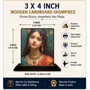 Car Dashboard Shree Radha Wooden Photo Stand 3x4 Inches, Compact & Stylish Spiritual Display For Car, Home & Office (Pack Of 1) (F49022) Car Dashboard Shree Radha Wooden Photo Stand 3x4 Inches, Compact & Stylish Spiritual Display For Car, Home & Office (Pack Of 1) (F49022)