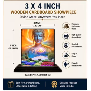 Car Dashboard Gautama Buddha Wooden Photo Stand 3x4 Inches, Compact & Stylish Spiritual Display For Car, Home & Office (Pack Of 1) (F49027) Car Dashboard Gautama Buddha Wooden Photo Stand 3x4 Inches, Compact & Stylish Spiritual Display For Car, Home & Office (Pack Of 1) (F49027)
