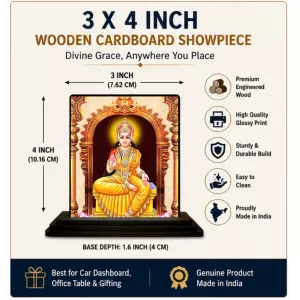 Car Dashboard Lord Ganesha Wooden Photo Stand  3x4 Inches, Compact & Stylish Spiritual Display For Car, Home & Office (Pack Of 1) (F49032)
