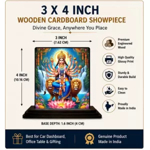 Car Dashboard Durga Wooden Photo Stand 3x4 Inches, Compact & Stylish Spiritual Display For Car, Home & Office (Pack Of 1) (F49035) Car Dashboard Durga Wooden Photo Stand 3x4 Inches, Compact & Stylish Spiritual Display For Car, Home & Office (Pack Of 1) (F49035)