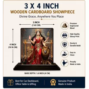 Car Dashboard Durga Wooden Photo Stand 3x4 Inches, Compact & Stylish Spiritual Display For Car, Home & Office (Pack Of 1) (F49038) Car Dashboard Durga Wooden Photo Stand 3x4 Inches, Compact & Stylish Spiritual Display For Car, Home & Office (Pack Of 1) (F49038)