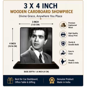 Car Dashboard Shree Dilip Kumar Wooden Photo Stand 3x4 Inches, Compact & Stylish Spiritual Display For Car, Home & Office (Pack Of 1) (F49040) Car Dashboard Shree Dilip Kumar Wooden Photo Stand 3x4 Inches, Compact & Stylish Spiritual Display For Car, Home & Office (Pack Of 1) (F49040)