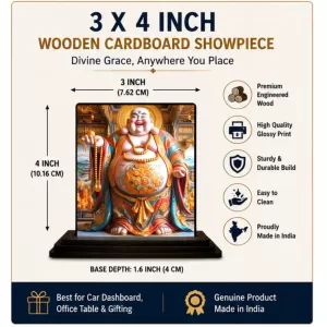 Car Dashboard Budai Wooden Photo Stand 3x4 Inches, Compact & Stylish Spiritual Display For Car, Home & Office (Pack Of 1) (F49042) Car Dashboard Budai Wooden Photo Stand 3x4 Inches, Compact & Stylish Spiritual Display For Car, Home & Office (Pack Of 1) (F49042)