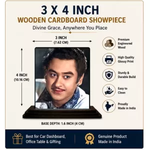 Car Dashboard Shree Kishore Kumar Wooden Photo Stand 3x4 Inches, Compact & Stylish Spiritual Display For Car, Home & Office (Pack Of 1) (F49043) Car Dashboard Shree Kishore Kumar Wooden Photo Stand 3x4 Inches, Compact & Stylish Spiritual Display For Car, Home & Office (Pack Of 1) (F49043)