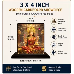 Car Dashboard Lakshmi Wooden Photo Stand 3x4 Inches, Compact & Stylish Spiritual Display For Car, Home & Office (Pack Of 1) (F49049) Car Dashboard Lakshmi Wooden Photo Stand 3x4 Inches, Compact & Stylish Spiritual Display For Car, Home & Office (Pack Of 1) (F49049)