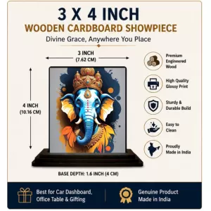 Car Dashboard Ganesha Wooden Photo Stand 3x4 Inches, Compact & Stylish Spiritual Display For Car, Home & Office (Pack Of 1) (F49050) Car Dashboard Ganesha Wooden Photo Stand 3x4 Inches, Compact & Stylish Spiritual Display For Car, Home & Office (Pack Of 1) (F49050)