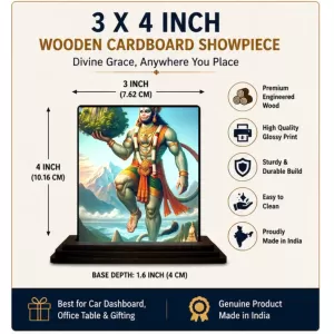 Car Dashboard Hanuman Wooden Photo Stand 3x4 Inches, Compact & Stylish Spiritual Display For Car, Home & Office (Pack Of 1) (F49058) Car Dashboard Hanuman Wooden Photo Stand 3x4 Inches, Compact & Stylish Spiritual Display For Car, Home & Office (Pack Of 1) (F49058)