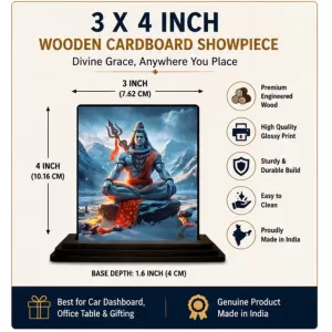 Car Dashboard Shiva Wooden Photo Stand 3x4 Inches, Compact & Stylish Spiritual Display For Car, Home & Office (Pack Of 1) (F49064) Car Dashboard Shiva Wooden Photo Stand 3x4 Inches, Compact & Stylish Spiritual Display For Car, Home & Office (Pack Of 1) (F49064)