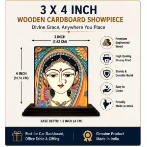 Car Dashboard Goddess Durga Wooden Photo Stand 3x4 Inches, Compact & Stylish Spiritual Display For Car, Home & Office (Pack Of 1) (F49065) Car Dashboard Goddess Durga Wooden Photo Stand 3x4 Inches, Compact & Stylish Spiritual Display For Car, Home & Office (Pack Of 1) (F49065)