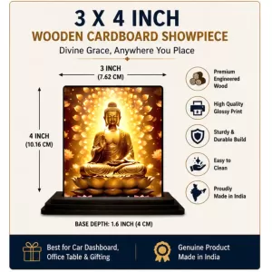 Car Dashboard Gautama Buddha Wooden Photo Stand 3x4 Inches, Compact & Stylish Spiritual Display For Car, Home & Office (Pack Of 1) (F49068) Car Dashboard Gautama Buddha Wooden Photo Stand 3x4 Inches, Compact & Stylish Spiritual Display For Car, Home & Office (Pack Of 1) (F49068)