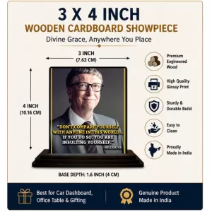 Car Dashboard Bill Gates Wooden Photo Stand 3x4 Inches, Compact & Stylish Spiritual Display For Car, Home & Office (Pack Of 1) (F49075) Car Dashboard Bill Gates Wooden Photo Stand 3x4 Inches, Compact & Stylish Spiritual Display For Car, Home & Office (Pack Of 1) (F49075)