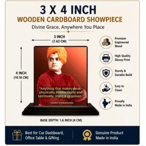 Car Dashboard Swami Vivekananda Wooden Photo Stand 3x4 Inches, Compact & Stylish Spiritual Display For Car, Home & Office (Pack Of 1) (F49076) Car Dashboard Swami Vivekananda Wooden Photo Stand 3x4 Inches, Compact & Stylish Spiritual Display For Car, Home & Office (Pack Of 1) (F49076)