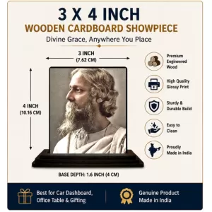 Car Dashboard Rabindranath Tagore Wooden Photo Stand 3x4 Inches, Compact & Stylish Spiritual Display For Car, Home & Office (Pack Of 1) (F49078) Car Dashboard Rabindranath Tagore Wooden Photo Stand 3x4 Inches, Compact & Stylish Spiritual Display For Car, Home & Office (Pack Of 1) (F49078)