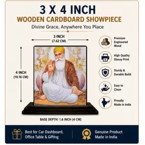Car Dashboard Guru Nanak Wooden Photo Stand 3x4 Inches, Compact & Stylish Spiritual Display For Car, Home & Office (Pack Of 1) (F49080) Car Dashboard Guru Nanak Wooden Photo Stand 3x4 Inches, Compact & Stylish Spiritual Display For Car, Home & Office (Pack Of 1) (F49080)