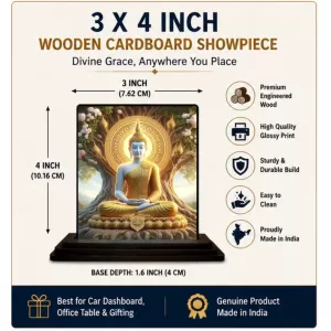 Car Dashboard Gautama Buddha Wooden Photo Stand 3x4 Inches, Compact & Stylish Spiritual Display For Car, Home & Office (Pack Of 1) (F49082) Car Dashboard Gautama Buddha Wooden Photo Stand 3x4 Inches, Compact & Stylish Spiritual Display For Car, Home & Office (Pack Of 1) (F49082)