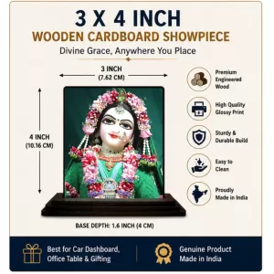 Car Dashboard Shree Krishna Wooden Photo Stand 3x4 Inches, Compact & Stylish Spiritual Display For Car, Home & Office (Pack Of 1) (F49084) Car Dashboard Shree Krishna Wooden Photo Stand 3x4 Inches, Compact & Stylish Spiritual Display For Car, Home & Office (Pack Of 1) (F49084)