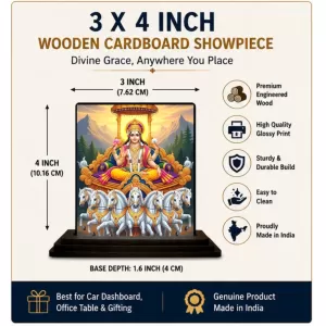 Car Dashboard Surya Wooden Photo Stand  3x4 Inches, Compact & Stylish Spiritual Display For Car, Home & Office (Pack Of 1) (F49085)