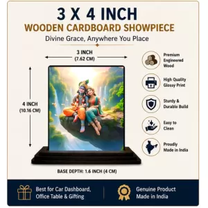 Car Dashboard Shree Krishna Wooden Photo Stand 3x4 Inches, Compact & Stylish Spiritual Display For Car, Home & Office (Pack Of 1) (F49094) Car Dashboard Shree Krishna Wooden Photo Stand 3x4 Inches, Compact & Stylish Spiritual Display For Car, Home & Office (Pack Of 1) (F49094)