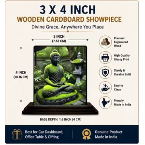Car Dashboard Buddha Wooden Photo Stand 3x4 Inches, Compact & Stylish Spiritual Display For Car, Home & Office (Pack Of 1) (F49098) Car Dashboard Buddha Wooden Photo Stand 3x4 Inches, Compact & Stylish Spiritual Display For Car, Home & Office (Pack Of 1) (F49098)