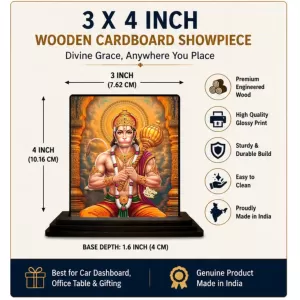 Car Dashboard Hanuman Wooden Photo Stand 3x4 Inches, Compact & Stylish Spiritual Display For Car, Home & Office (Pack Of 1) (F49106) Car Dashboard Hanuman Wooden Photo Stand 3x4 Inches, Compact & Stylish Spiritual Display For Car, Home & Office (Pack Of 1) (F49106)