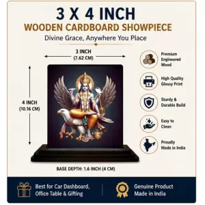 Car Dashboard Lord Vishnu Wooden Photo Stand 3x4 Inches, Compact & Stylish Spiritual Display For Car, Home & Office (Pack Of 1) (F49115) Car Dashboard Lord Vishnu Wooden Photo Stand 3x4 Inches, Compact & Stylish Spiritual Display For Car, Home & Office (Pack Of 1) (F49115)