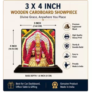 Car Dashboard Lord Ganesha Wooden Photo Stand  3x4 Inches, Compact & Stylish Spiritual Display For Car, Home & Office (Pack Of 1) (F49116)