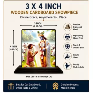 Car Dashboard Shree Krishna Wooden Photo Stand 3x4 Inches, Compact & Stylish Spiritual Display For Car, Home & Office (Pack Of 1) (F49120) Car Dashboard Shree Krishna Wooden Photo Stand 3x4 Inches, Compact & Stylish Spiritual Display For Car, Home & Office (Pack Of 1) (F49120)