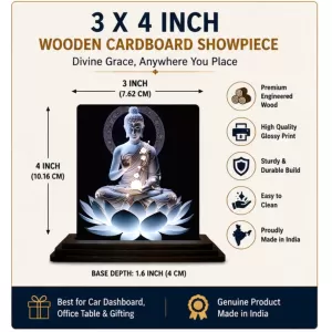 Car Dashboard Buddha Wooden Photo Stand 3x4 Inches, Compact & Stylish Spiritual Display For Car, Home & Office (Pack Of 1) (F49122) Car Dashboard Buddha Wooden Photo Stand 3x4 Inches, Compact & Stylish Spiritual Display For Car, Home & Office (Pack Of 1) (F49122)