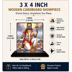 Car Dashboard Shiva Wooden Photo Stand  3x4 Inches, Compact & Stylish Spiritual Display For Car, Home & Office (Pack Of 1) (F49125)