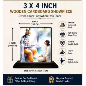 Car Dashboard Shree Krishna Wooden Photo Stand 3x4 Inches, Compact & Stylish Spiritual Display For Car, Home & Office (Pack Of 1) (F49127) Car Dashboard Shree Krishna Wooden Photo Stand 3x4 Inches, Compact & Stylish Spiritual Display For Car, Home & Office (Pack Of 1) (F49127)