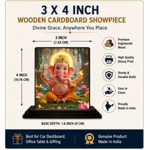 Car Dashboard Ganesha Wooden Photo Stand 3x4 Inches, Compact & Stylish Spiritual Display For Car, Home & Office (Pack Of 1) (F49134) Car Dashboard Ganesha Wooden Photo Stand 3x4 Inches, Compact & Stylish Spiritual Display For Car, Home & Office (Pack Of 1) (F49134)