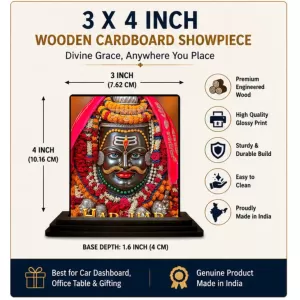 Car Dashboard Har Har Mahadev Wooden Photo Stand  3x4 Inches, Compact & Stylish Spiritual Display For Car, Home & Office (Pack Of 1) (F49136)