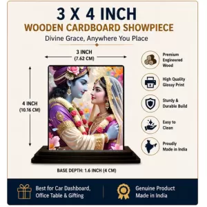 Car Dashboard Shree Krishna And Shree Radha Wooden Photo Stand 3x4 Inches, Compact & Stylish Spiritual Display For Car, Home & Office (Pack Of 1) (F49139) Car Dashboard Shree Krishna And Shree Radha Wooden Photo Stand 3x4 Inches, Compact & Stylish Spiritual Display For Car, Home & Office (Pack Of 1) (F49139)