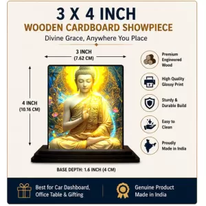 Car Dashboard Gautama Buddha Wooden Photo Stand 3x4 Inches, Compact & Stylish Spiritual Display For Car, Home & Office (Pack Of 1) (F49142) Car Dashboard Gautama Buddha Wooden Photo Stand 3x4 Inches, Compact & Stylish Spiritual Display For Car, Home & Office (Pack Of 1) (F49142)