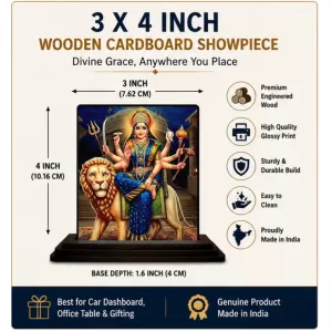 Car Dashboard Durga Wooden Photo Stand 3x4 Inches, Compact & Stylish Spiritual Display For Car, Home & Office (Pack Of 1) (F49144) Car Dashboard Durga Wooden Photo Stand 3x4 Inches, Compact & Stylish Spiritual Display For Car, Home & Office (Pack Of 1) (F49144)