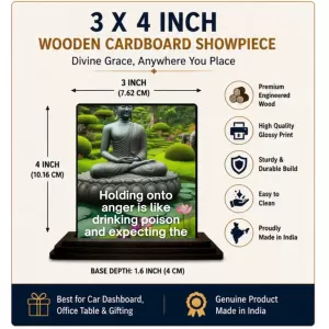Car Dashboard Gautama Buddha Wooden Photo Stand 3x4 Inches, Compact & Stylish Spiritual Display For Car, Home & Office (Pack Of 1) (F49149) Car Dashboard Gautama Buddha Wooden Photo Stand 3x4 Inches, Compact & Stylish Spiritual Display For Car, Home & Office (Pack Of 1) (F49149)