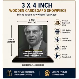 Car Dashboard Shree Ratan Tata Wooden Photo Stand 3x4 Inches, Compact & Stylish Spiritual Display For Car, Home & Office (Pack Of 1) (F49154) Car Dashboard Shree Ratan Tata Wooden Photo Stand 3x4 Inches, Compact & Stylish Spiritual Display For Car, Home & Office (Pack Of 1) (F49154)