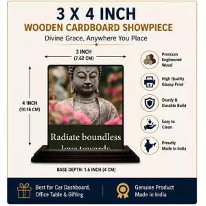 Car Dashboard Gautama Buddha Wooden Photo Stand 3x4 Inches, Compact & Stylish Spiritual Display For Car, Home & Office (Pack Of 1) (F49164) Car Dashboard Gautama Buddha Wooden Photo Stand 3x4 Inches, Compact & Stylish Spiritual Display For Car, Home & Office (Pack Of 1) (F49164)