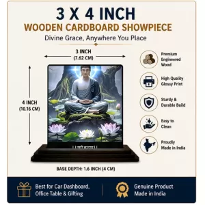 Car Dashboard Gautama Buddha Wooden Photo Stand 3x4 Inches, Compact & Stylish Spiritual Display For Car, Home & Office (Pack Of 1) (F49165) Car Dashboard Gautama Buddha Wooden Photo Stand 3x4 Inches, Compact & Stylish Spiritual Display For Car, Home & Office (Pack Of 1) (F49165)