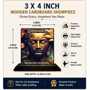 Car Dashboard Gautama Buddha Wooden Photo Stand 3x4 Inches, Compact & Stylish Spiritual Display For Car, Home & Office (Pack Of 1) (F49167) Car Dashboard Gautama Buddha Wooden Photo Stand 3x4 Inches, Compact & Stylish Spiritual Display For Car, Home & Office (Pack Of 1) (F49167)