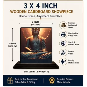 Car Dashboard Gautama Buddha Wooden Photo Stand 3x4 Inches, Compact & Stylish Spiritual Display For Car, Home & Office (Pack Of 1) (F49168) Car Dashboard Gautama Buddha Wooden Photo Stand 3x4 Inches, Compact & Stylish Spiritual Display For Car, Home & Office (Pack Of 1) (F49168)