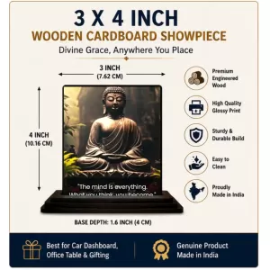 Car Dashboard Gautama Buddha Wooden Photo Stand 3x4 Inches, Compact & Stylish Spiritual Display For Car, Home & Office (Pack Of 1) (F49170) Car Dashboard Gautama Buddha Wooden Photo Stand 3x4 Inches, Compact & Stylish Spiritual Display For Car, Home & Office (Pack Of 1) (F49170)