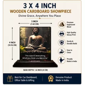 Car Dashboard Gautama Buddha Wooden Photo Stand 3x4 Inches, Compact & Stylish Spiritual Display For Car, Home & Office (Pack Of 1) (F49179) Car Dashboard Gautama Buddha Wooden Photo Stand 3x4 Inches, Compact & Stylish Spiritual Display For Car, Home & Office (Pack Of 1) (F49179)