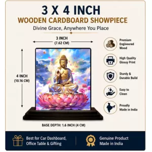 Car Dashboard Gautama Buddha Wooden Photo Stand 3x4 Inches, Compact & Stylish Spiritual Display For Car, Home & Office (Pack Of 1) (F49183) Car Dashboard Gautama Buddha Wooden Photo Stand 3x4 Inches, Compact & Stylish Spiritual Display For Car, Home & Office (Pack Of 1) (F49183)
