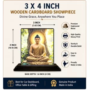 Car Dashboard Gautama Buddha Wooden Photo Stand 3x4 Inches, Compact & Stylish Spiritual Display For Car, Home & Office (Pack Of 1) (F49184) Car Dashboard Gautama Buddha Wooden Photo Stand 3x4 Inches, Compact & Stylish Spiritual Display For Car, Home & Office (Pack Of 1) (F49184)