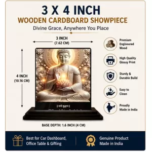 Car Dashboard Gautama Buddha Wooden Photo Stand 3x4 Inches, Compact & Stylish Spiritual Display For Car, Home & Office (Pack Of 1) (F49186) Car Dashboard Gautama Buddha Wooden Photo Stand 3x4 Inches, Compact & Stylish Spiritual Display For Car, Home & Office (Pack Of 1) (F49186)