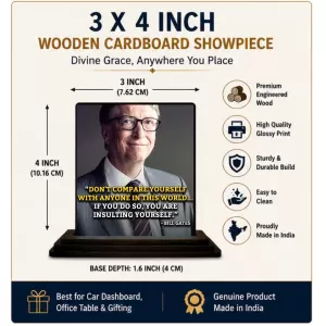 Car Dashboard Bill Gates Wooden Photo Stand 3x4 Inches, Compact & Stylish Spiritual Display For Car, Home & Office (Pack Of 1) (F49191) Car Dashboard Bill Gates Wooden Photo Stand 3x4 Inches, Compact & Stylish Spiritual Display For Car, Home & Office (Pack Of 1) (F49191)