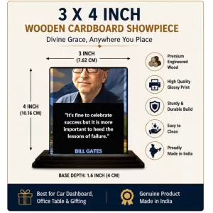 Car Dashboard Bill Gates Wooden Photo Stand 3x4 Inches, Compact & Stylish Spiritual Display For Car, Home & Office (Pack Of 1) (F49192) Car Dashboard Bill Gates Wooden Photo Stand 3x4 Inches, Compact & Stylish Spiritual Display For Car, Home & Office (Pack Of 1) (F49192)