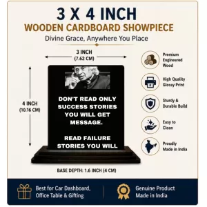 Car Dashboard Abdul Kalam Wooden Photo Stand 3x4 Inches, Compact & Stylish Spiritual Display For Car, Home & Office (Pack Of 1) (F49197) Car Dashboard Abdul Kalam Wooden Photo Stand 3x4 Inches, Compact & Stylish Spiritual Display For Car, Home & Office (Pack Of 1) (F49197)